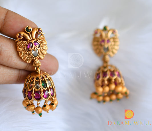 Matte finish real kemp-green peacock jhumkka dj-28173