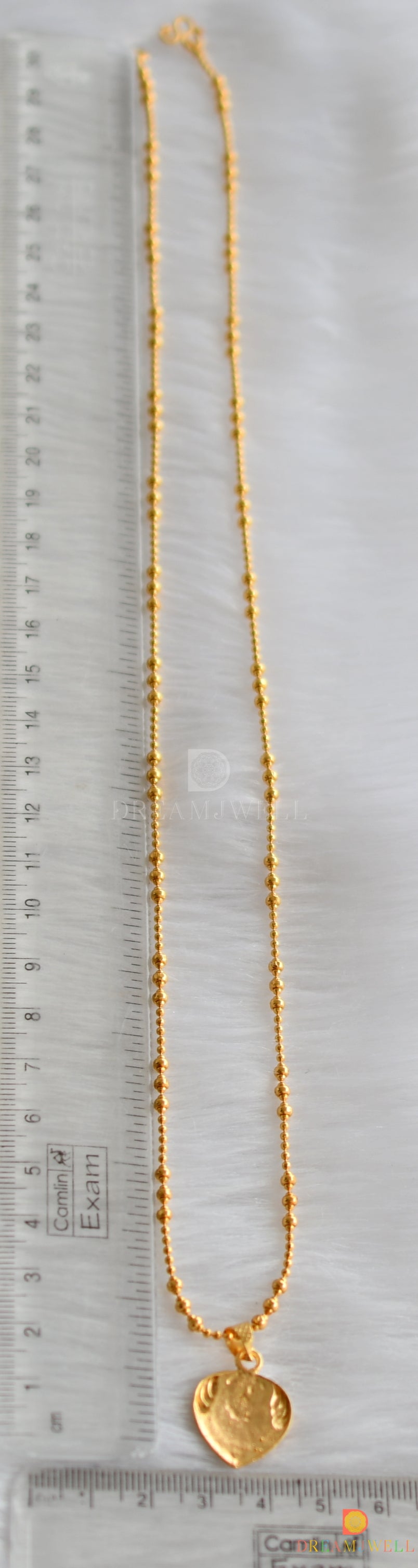 Gold tone heart pendant with chain dj-38515