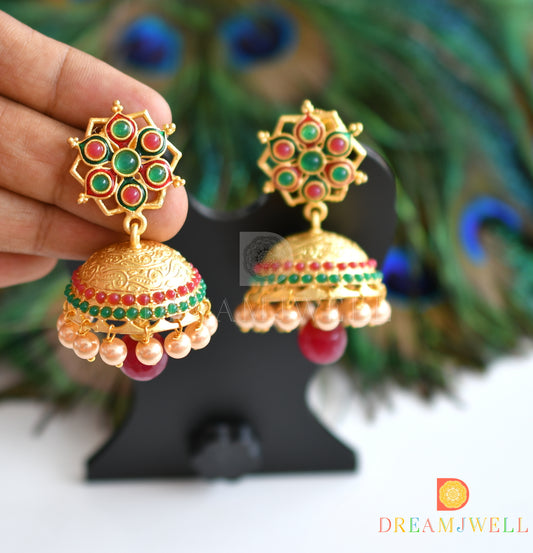 Matte finish red-green jhumkka dj-07631