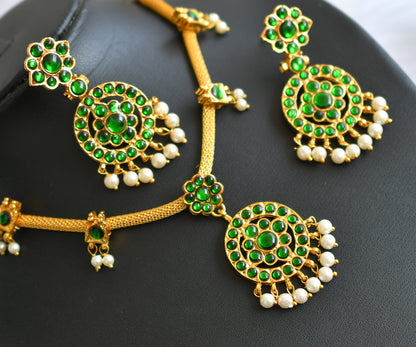 Gold tone green necklace set dj-39908