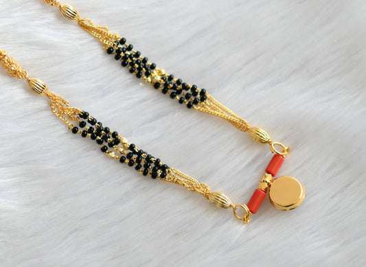 Gold tone coral-black mangalsutra dj-39947