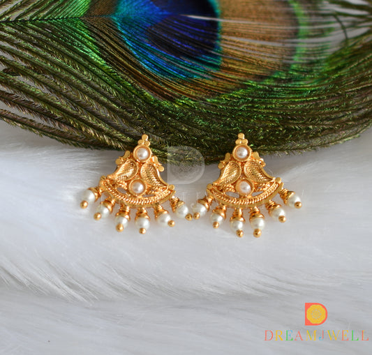 Gold tone pearl mango earrings dj-38496