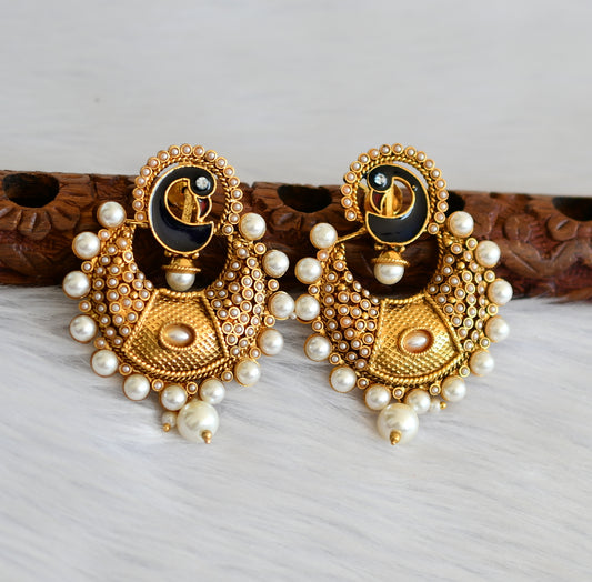 Antique gold tone pearl peacock bali earrings dj-16655
