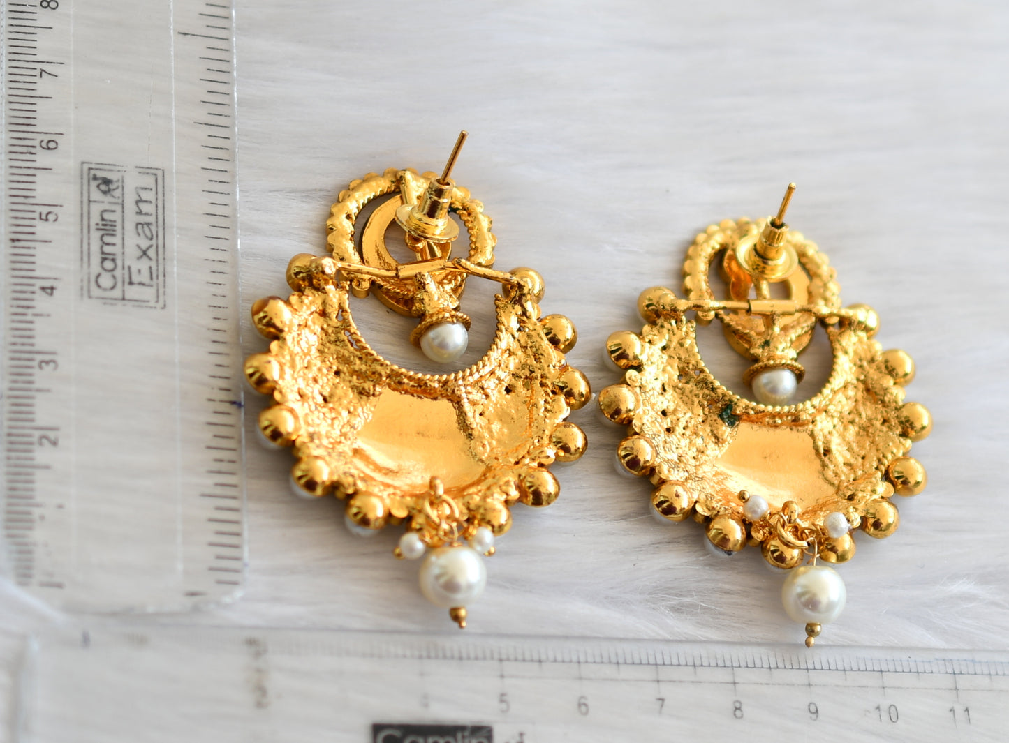 Antique gold tone pearl peacock bali earrings dj-16655