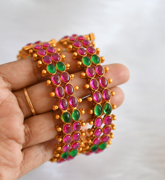 Matte finish kemp-green screw type bangles(2.6) dj-19825