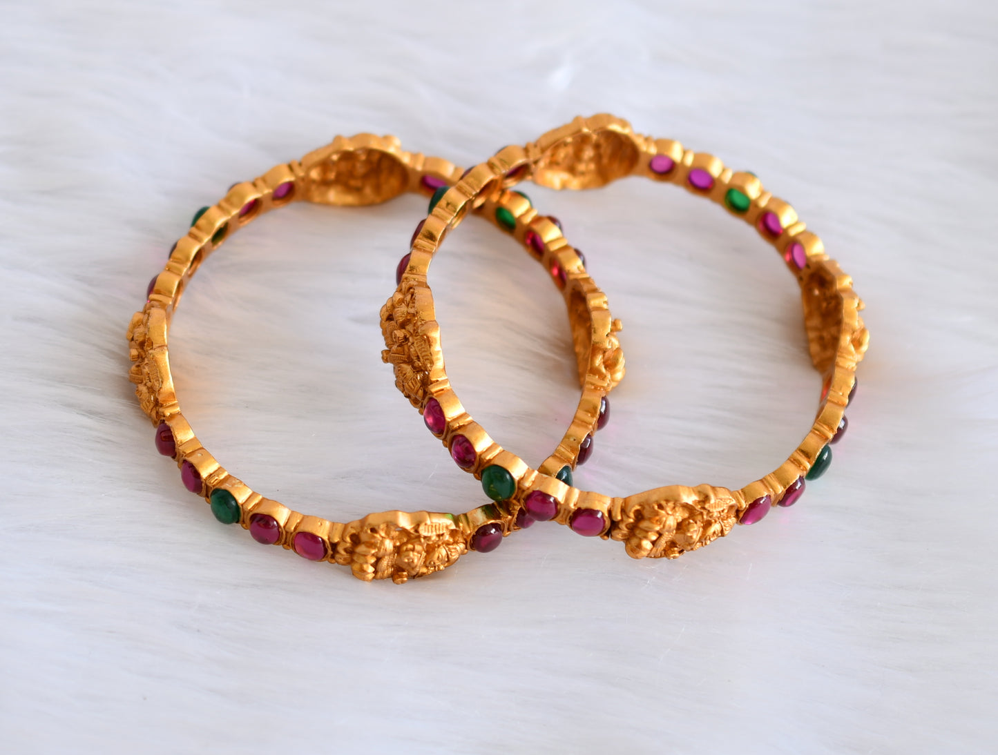 Matte finish kemp-green lakshmi kada/bangles(2.6) dj-19810