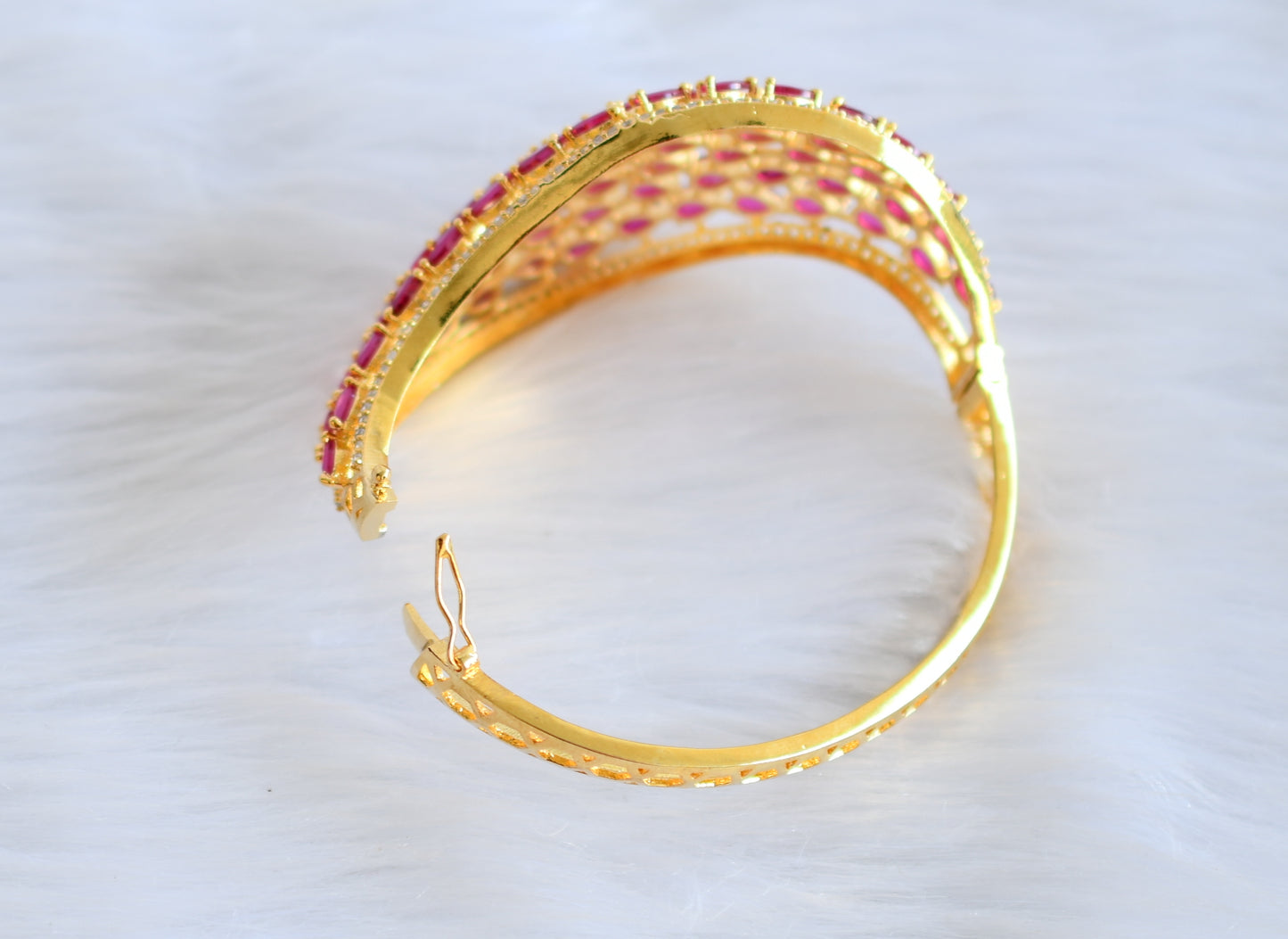 Gold tone cz ruby bracelet dj-19779