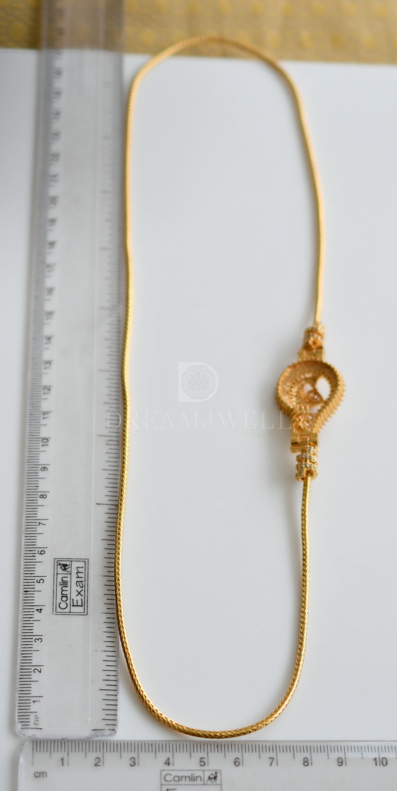 Gold tone White Peacock Designer Mugappu Chain dj-24232