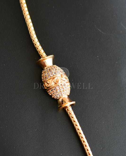 Gold Tone White Designer Mugappu Chain dj-25107