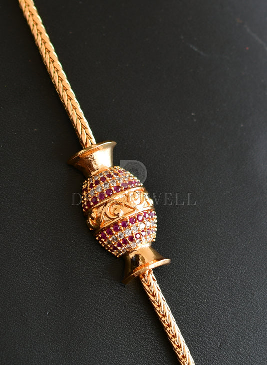 Gold Tone Ruby-white Designer Mugappu Chain dj-25109