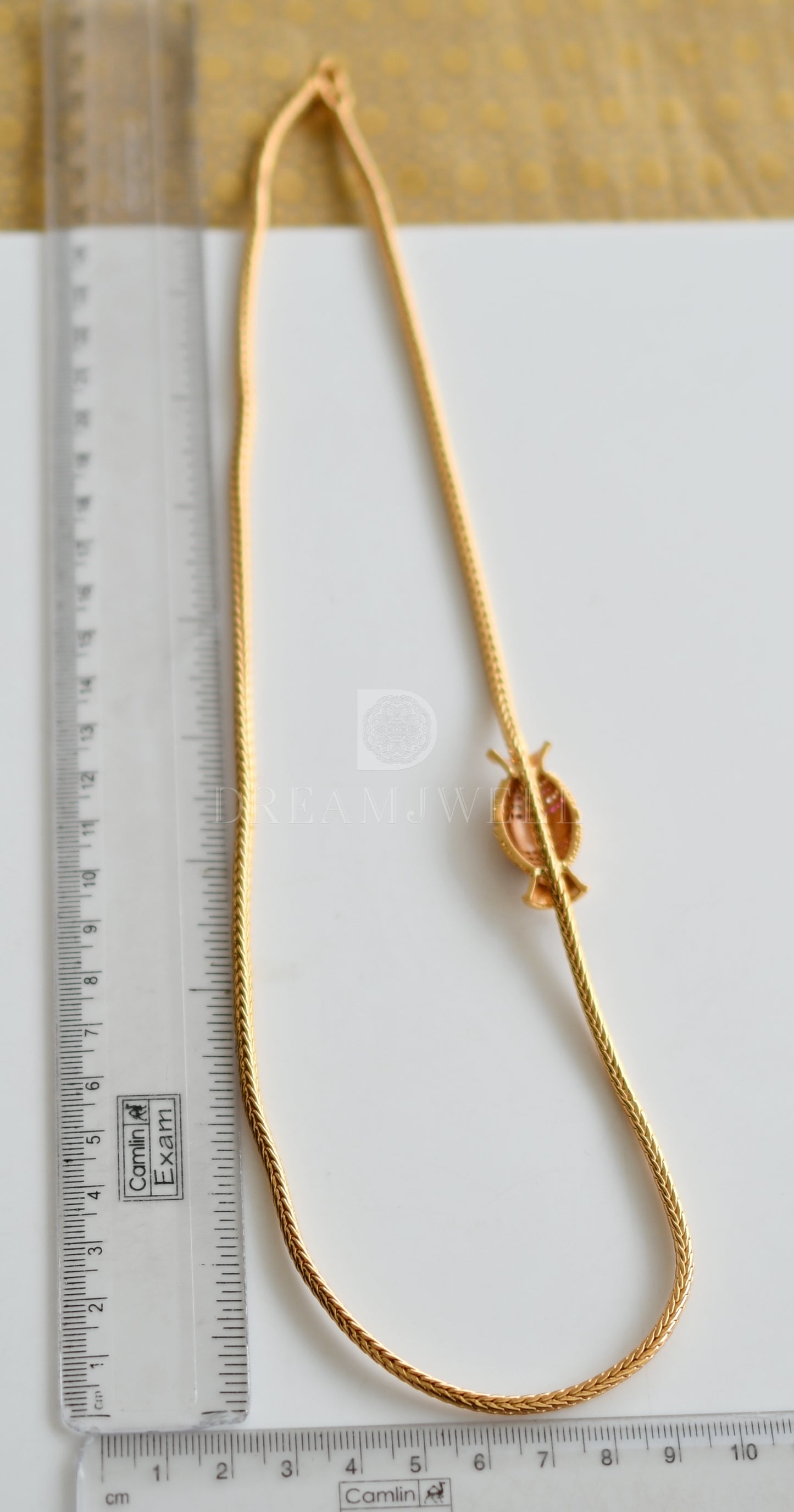 Gold Tone Ruby-white Designer Mugappu Chain dj-25109