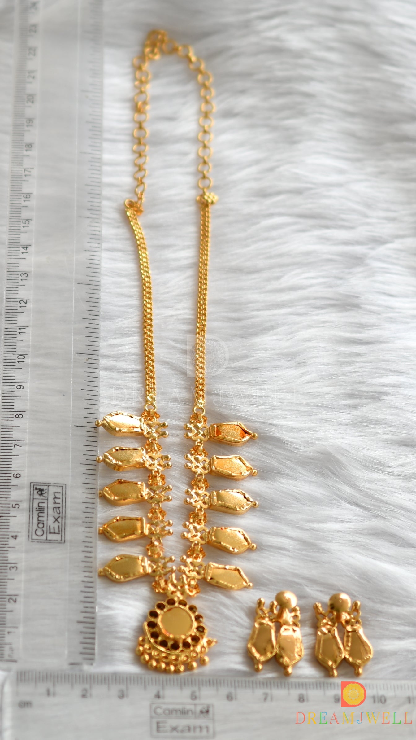 Gold tone pink-green nagapadam necklace set dj-31808