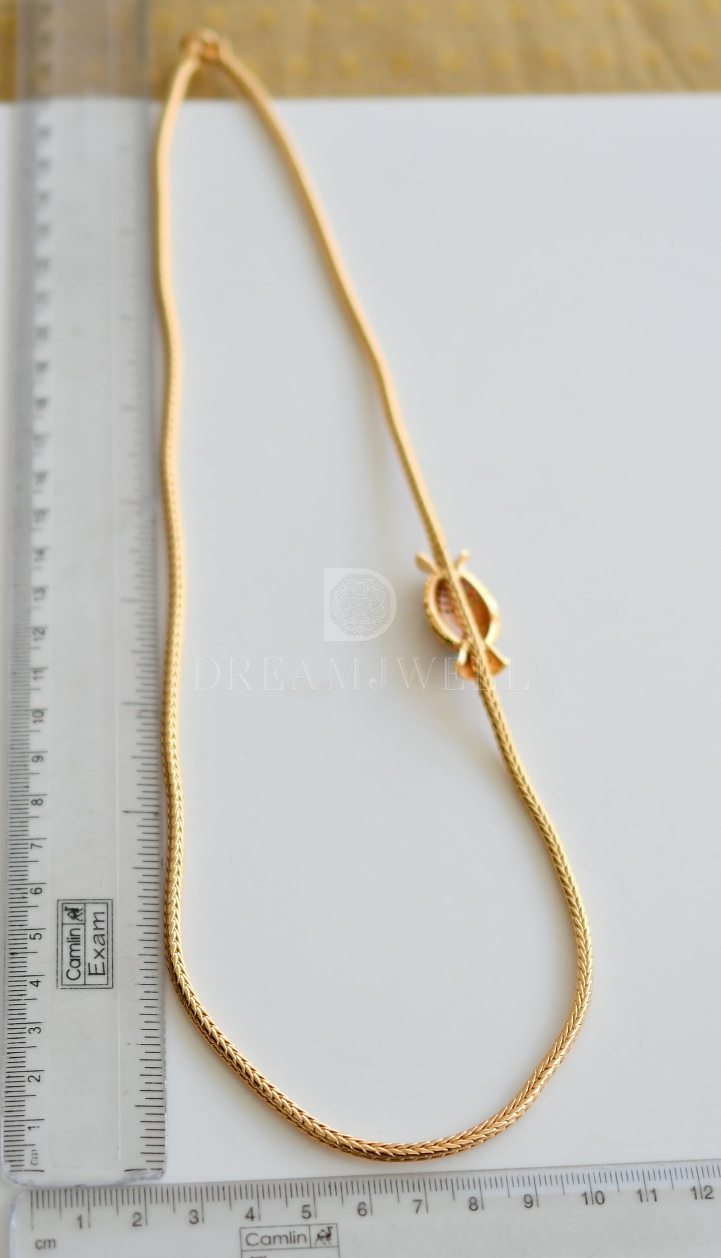Gold Tone Ruby-emerald Mugappu Chain dj-25129