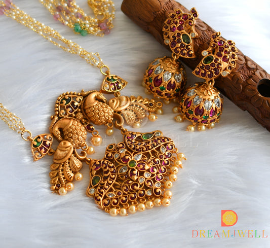 Matte Finish Real Kemp-green Peacock pearl chain/Necklace Set dj-23851