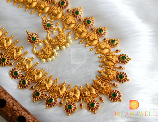 Matte finish kemp-green Lakshmi-peacock short haar set dj-22608