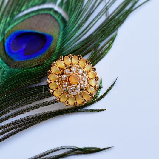 Gold tone Cz-yellow Finger Ring-dj16955