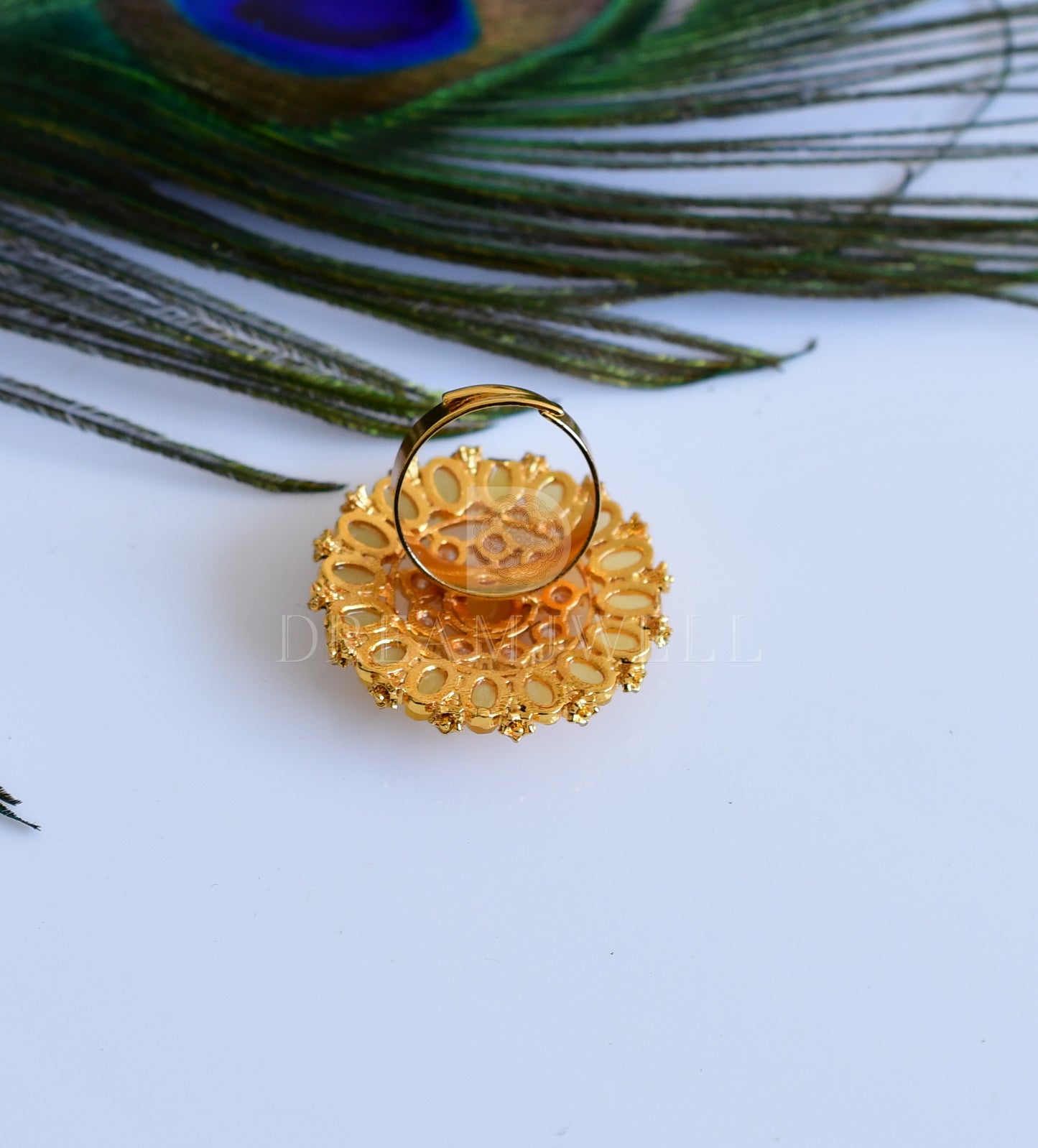 Gold tone Cz-yellow Finger Ring-dj16955