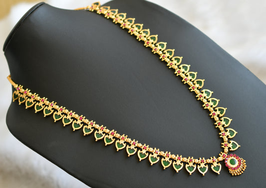 Gold tone kerala style pink-green palakka Haar dj-20147