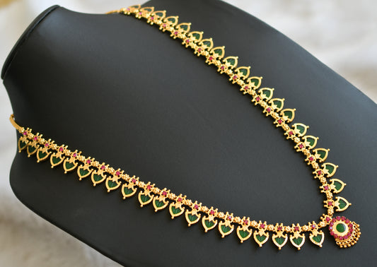 Gold tone kerala style pink-green palakka Haar dj-20147