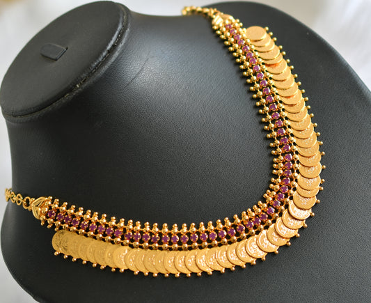 Gold tone Pink Lakshmi coin necklace dj-34280