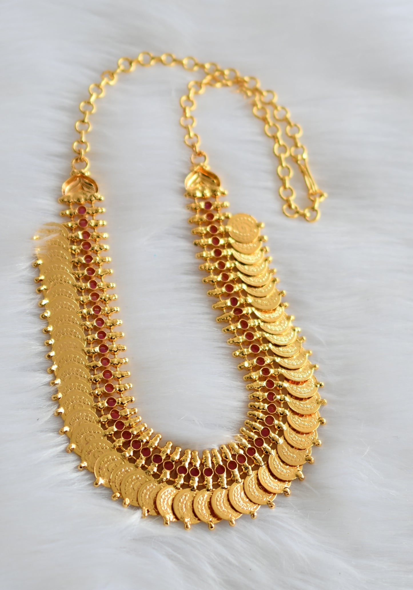Gold tone Pink Lakshmi coin necklace dj-34280