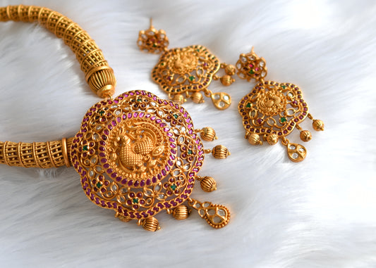 Matte finish real kemp-green swan flower Kante necklace set dj-21137