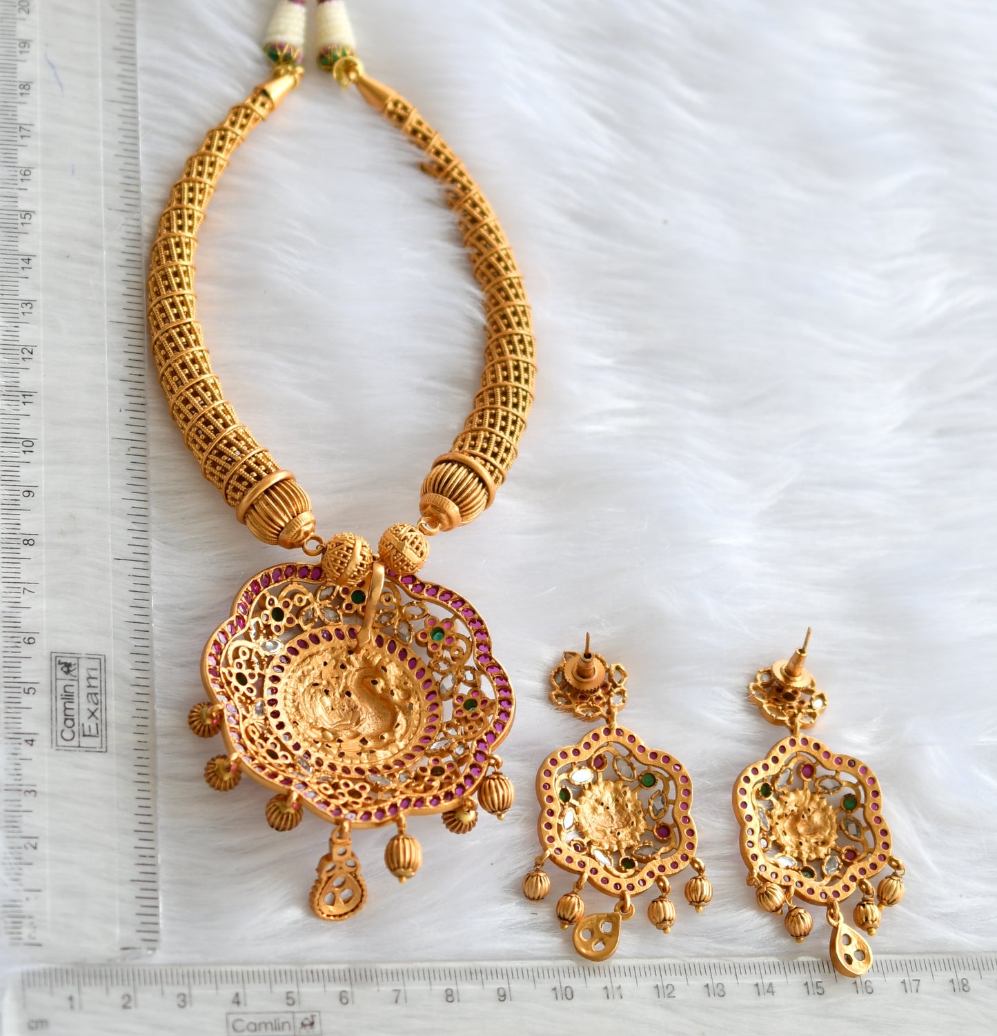 Matte finish real kemp-green swan flower Kante necklace set dj-21137