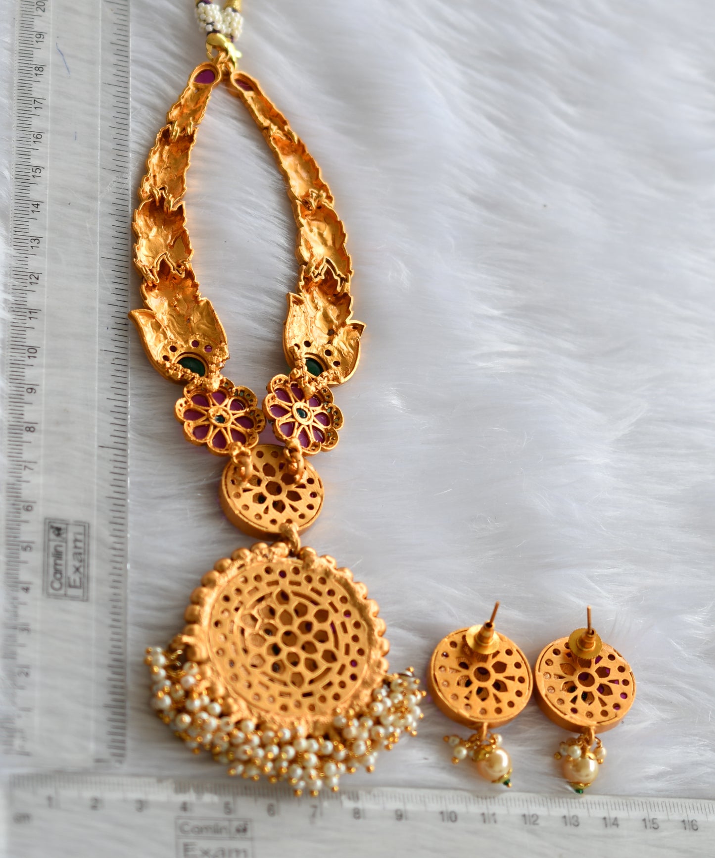 Matte finish real Kemp-green pearl cluster Kante necklace set dj-21176