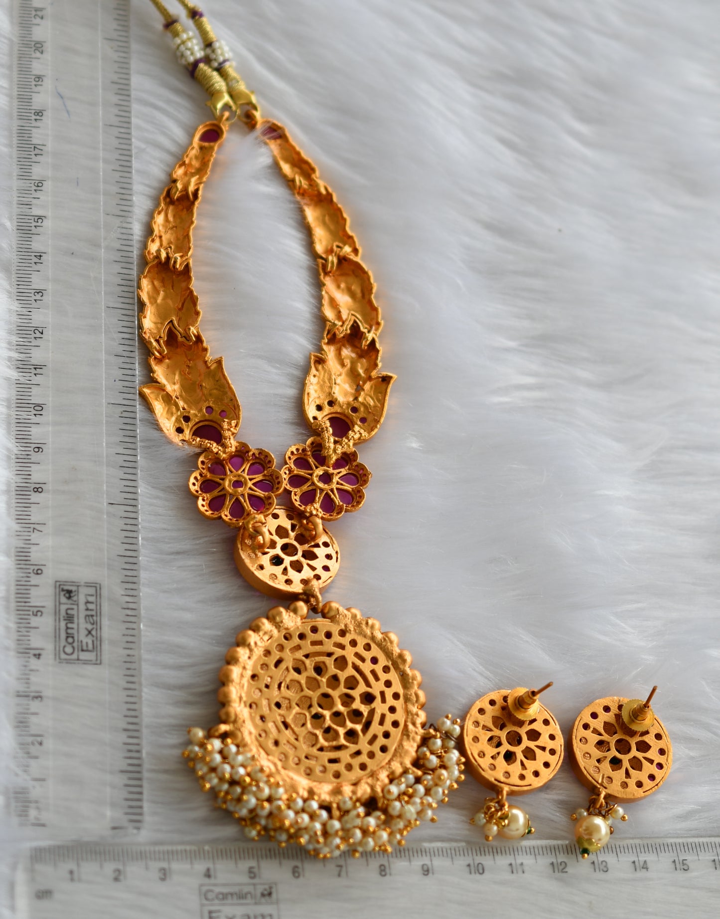 Matte Finish Real Kemp-green pearl cluster Kante Necklace Set DJ21177