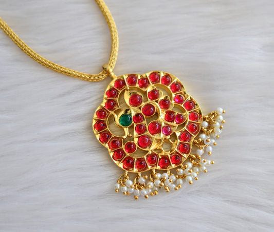 Gold tone real kemp-green peacock flower necklace dj-33502