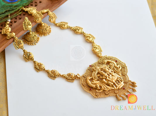 Antique gold tone Shiv-Parvathi Peacock Haar Set- DJ05346