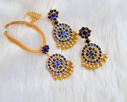 Gold tone blue necklace set dj-39302