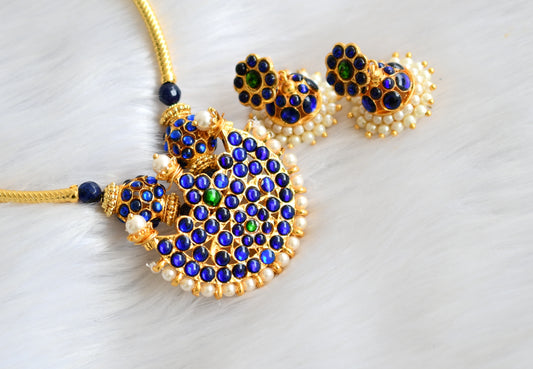 Gold tone blue-green moon Hasli necklace set dj-19082