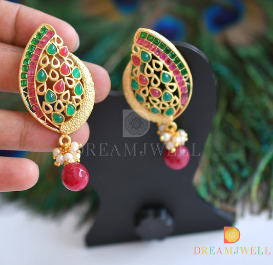 Matte finish emerald-ruby earrings dj-07647