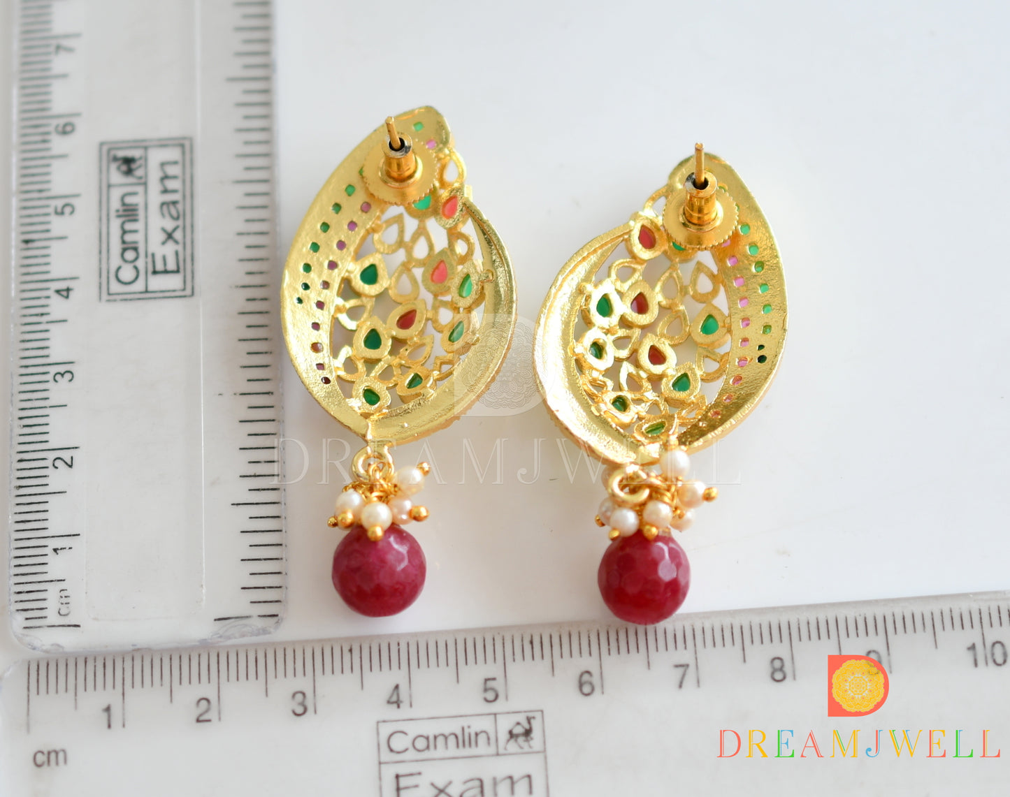 Matte finish emerald-ruby earrings dj-07647