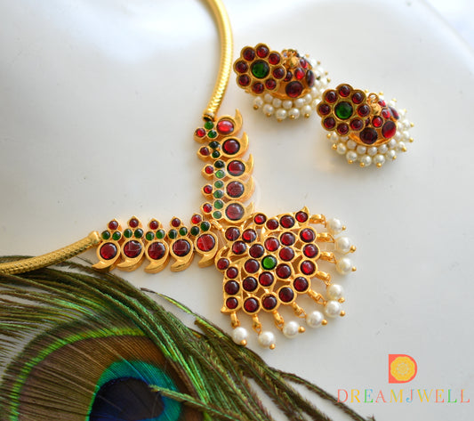 Gold tone kemp-green mango necklace set dj-27792