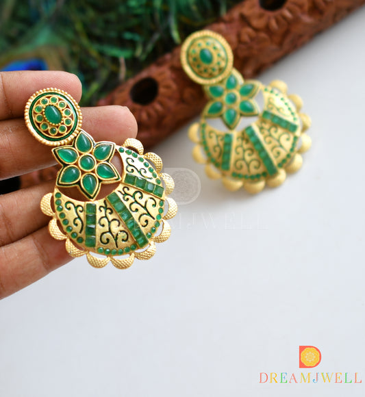Matte finish emerald bali earrings dj-07639