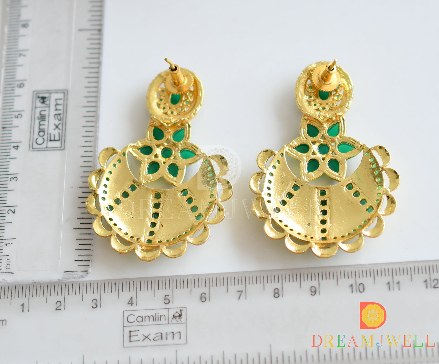 Matte finish emerald bali earrings dj-07639