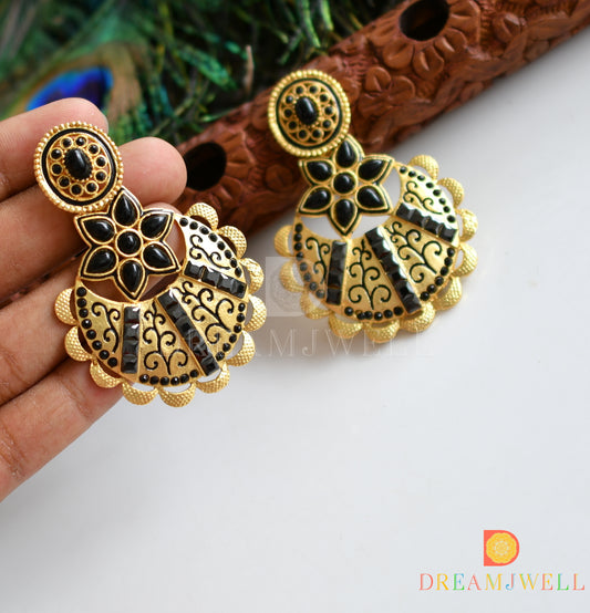 Matte finish black bali earrings dj-07643