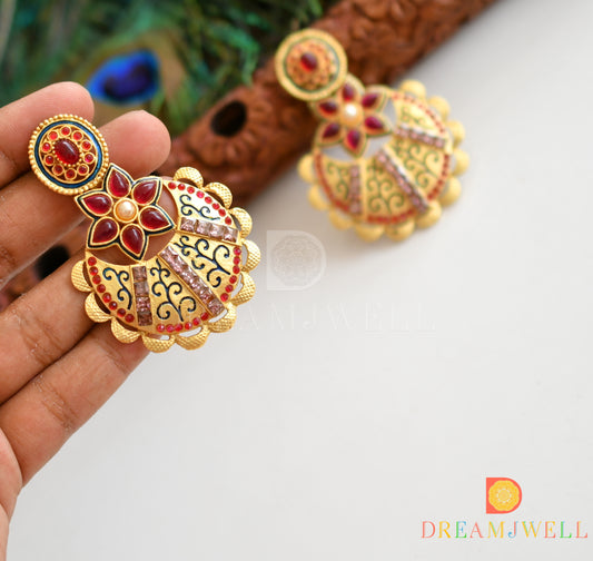 Matte finish multi pink-amethyst bali earrings dj-07644