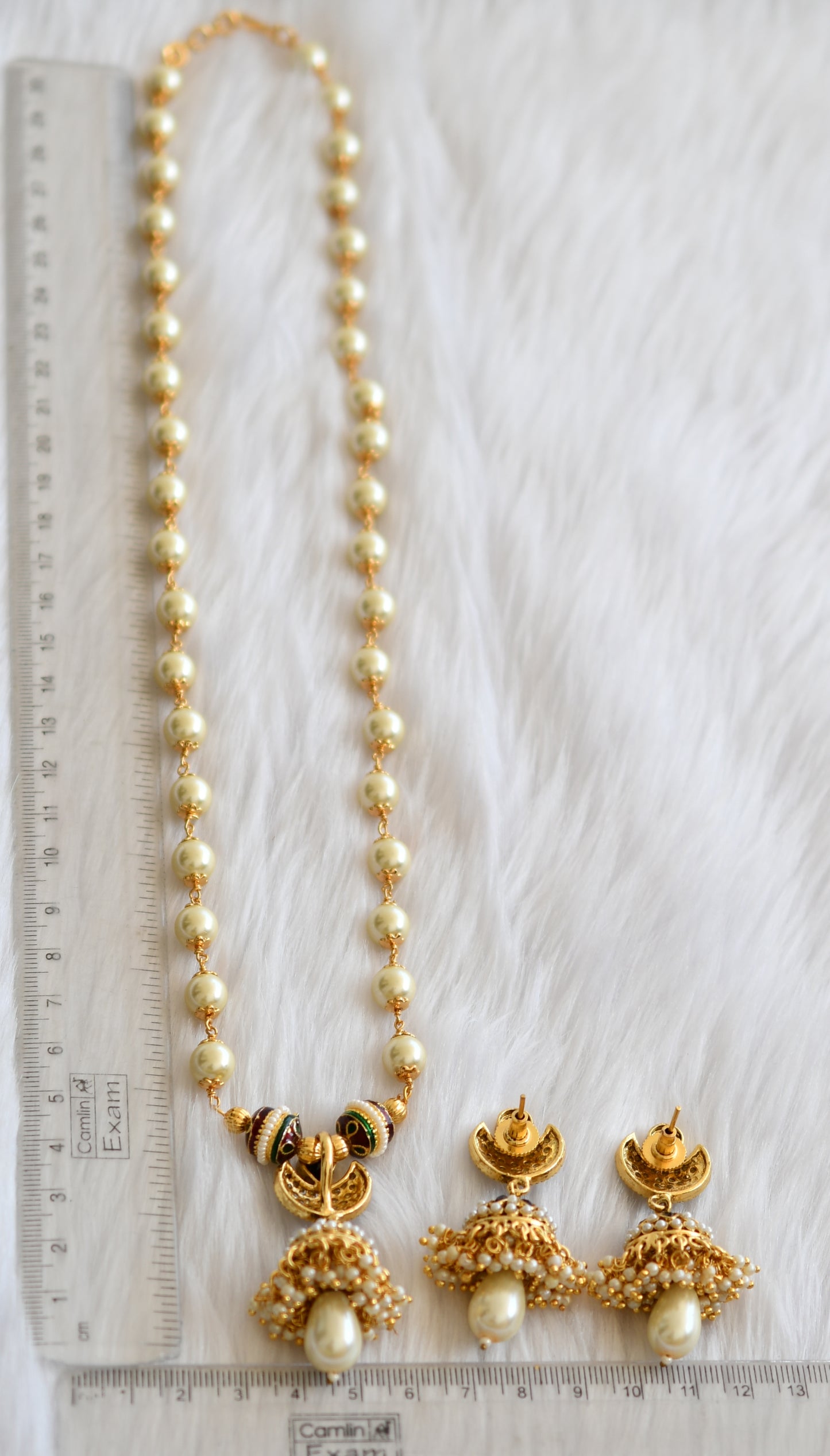 Gold tone pearl cluster black haar set dj-39296