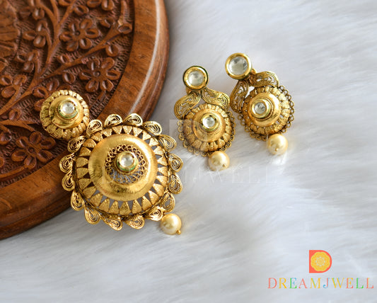 Antique kundan Pearl pendant set dj-01821
