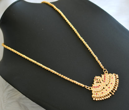 Gold tone ruby-white south Indian swan pendant with chain dj-40896