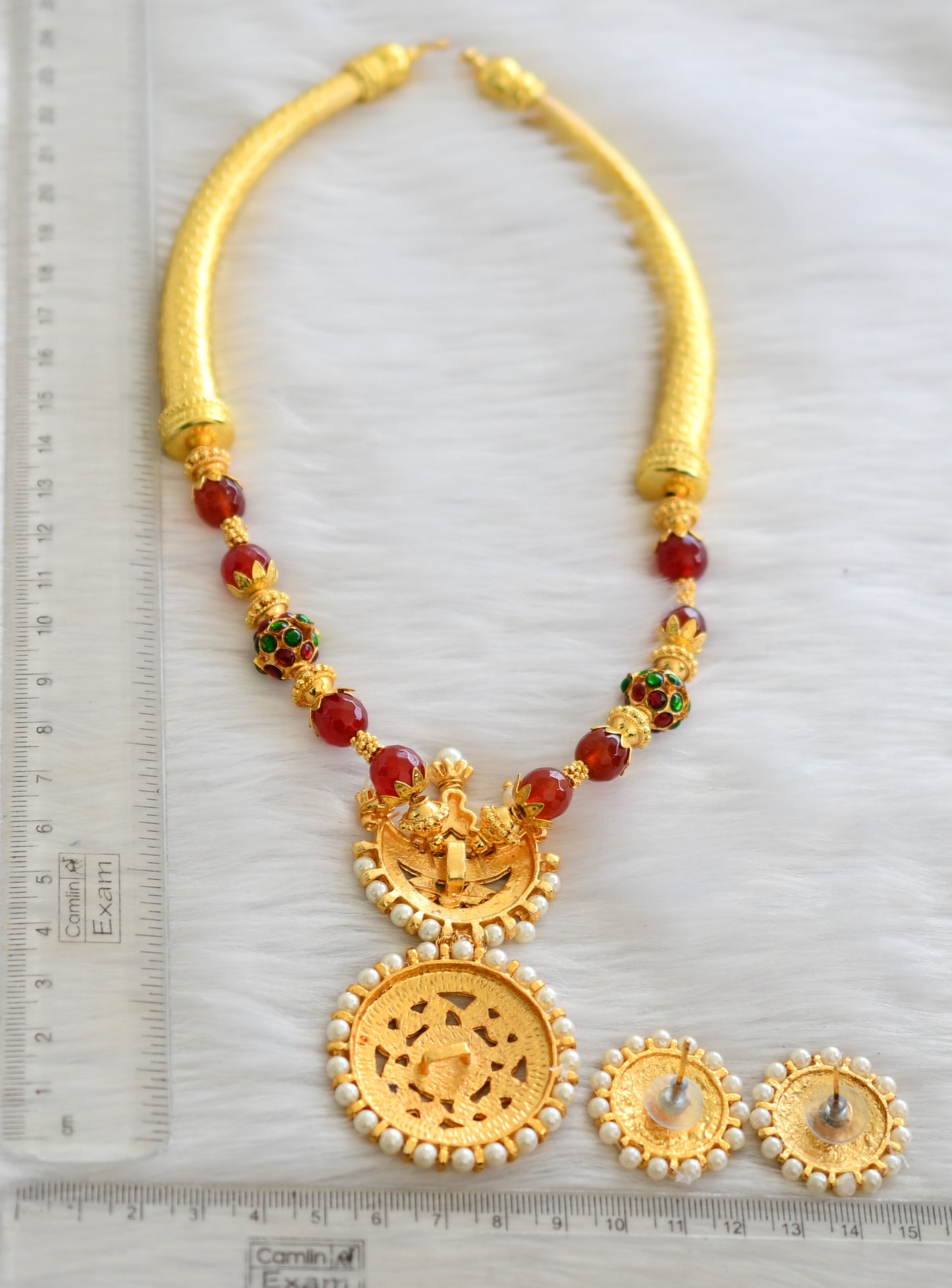 Gold tone kemp-green sun-moon Kante necklace set dj-18887