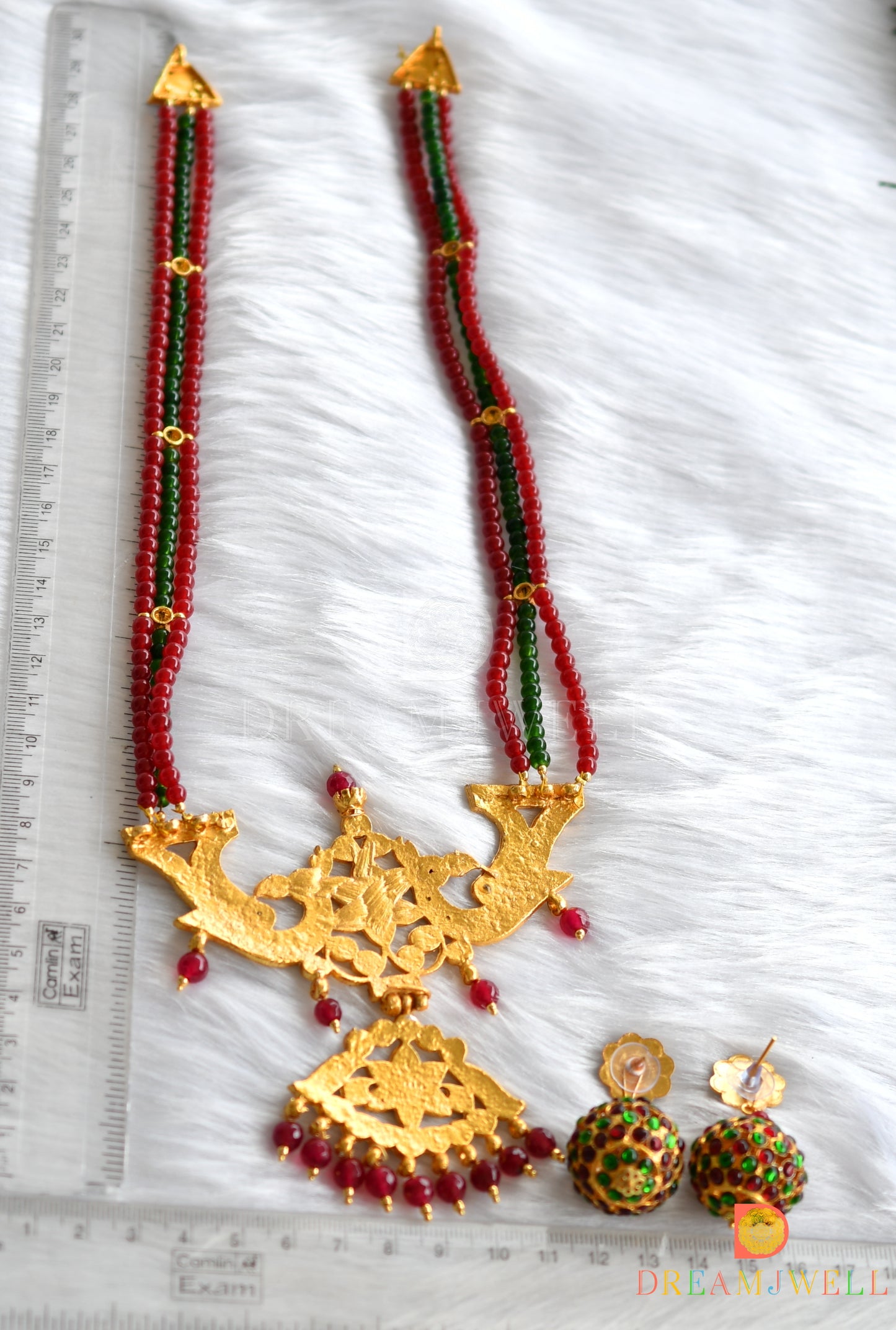 Gold tone kemp-green agates necklace set dj-23876