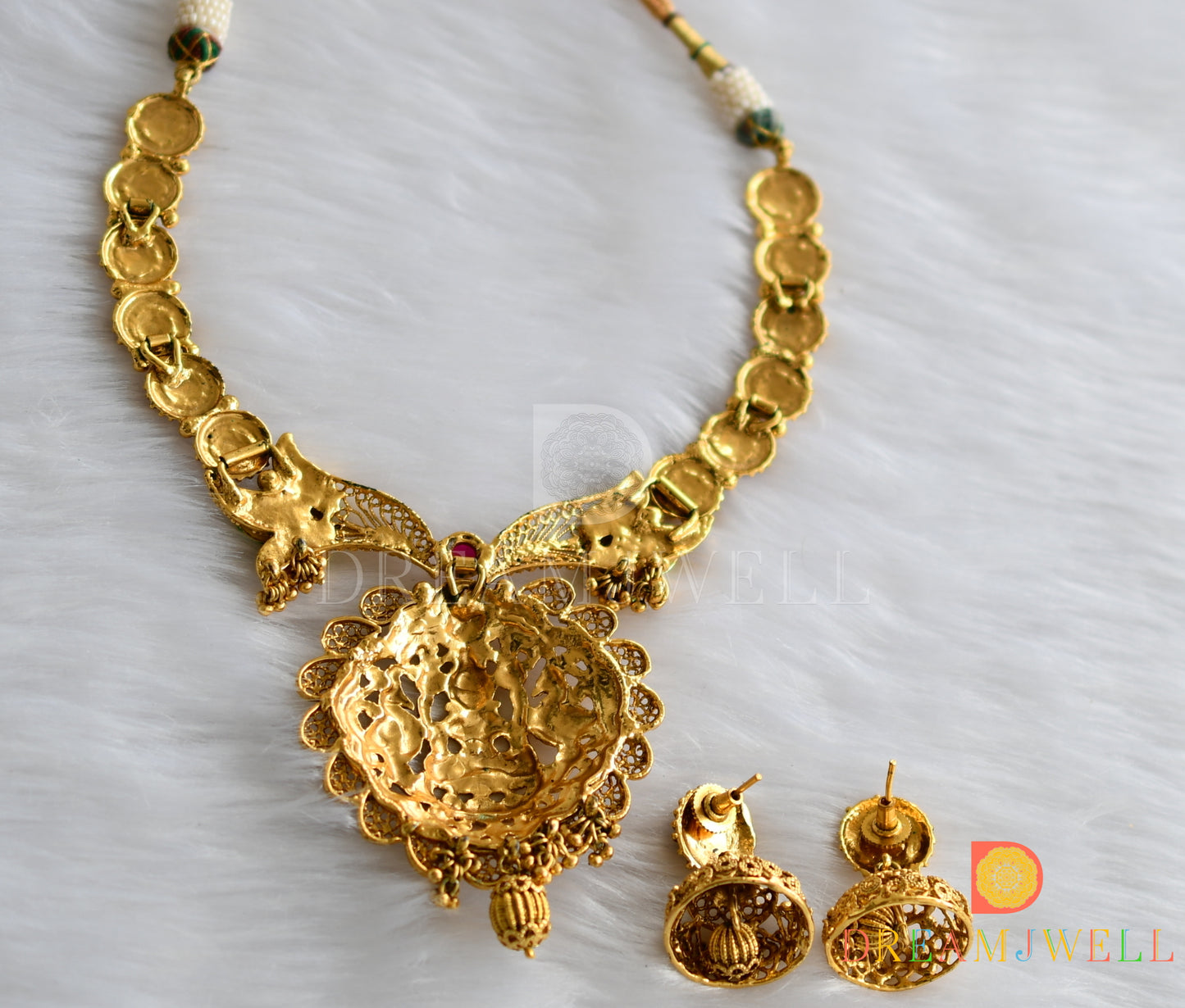 Antique kemp Lakshmi kundan necklace set dj-01812