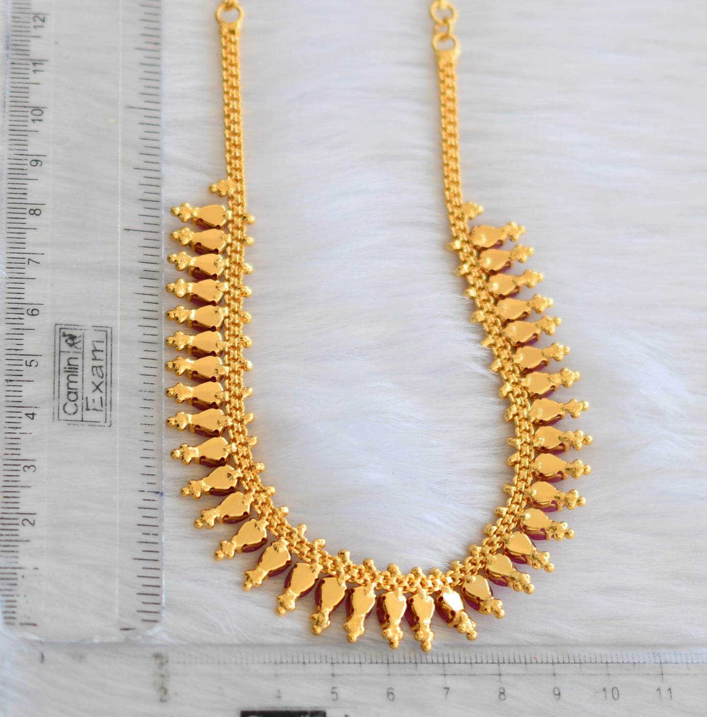 Gold tone ruby stone necklace dj-40873