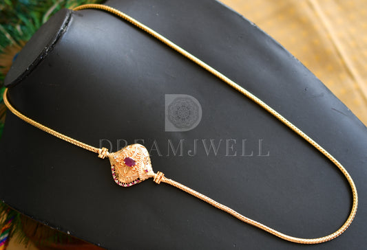 Gold tone Cz Ruby-white Mugappu Chain dj-23202