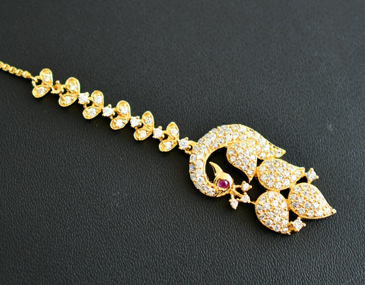 Gold tone cz peacock tikka dj-11847