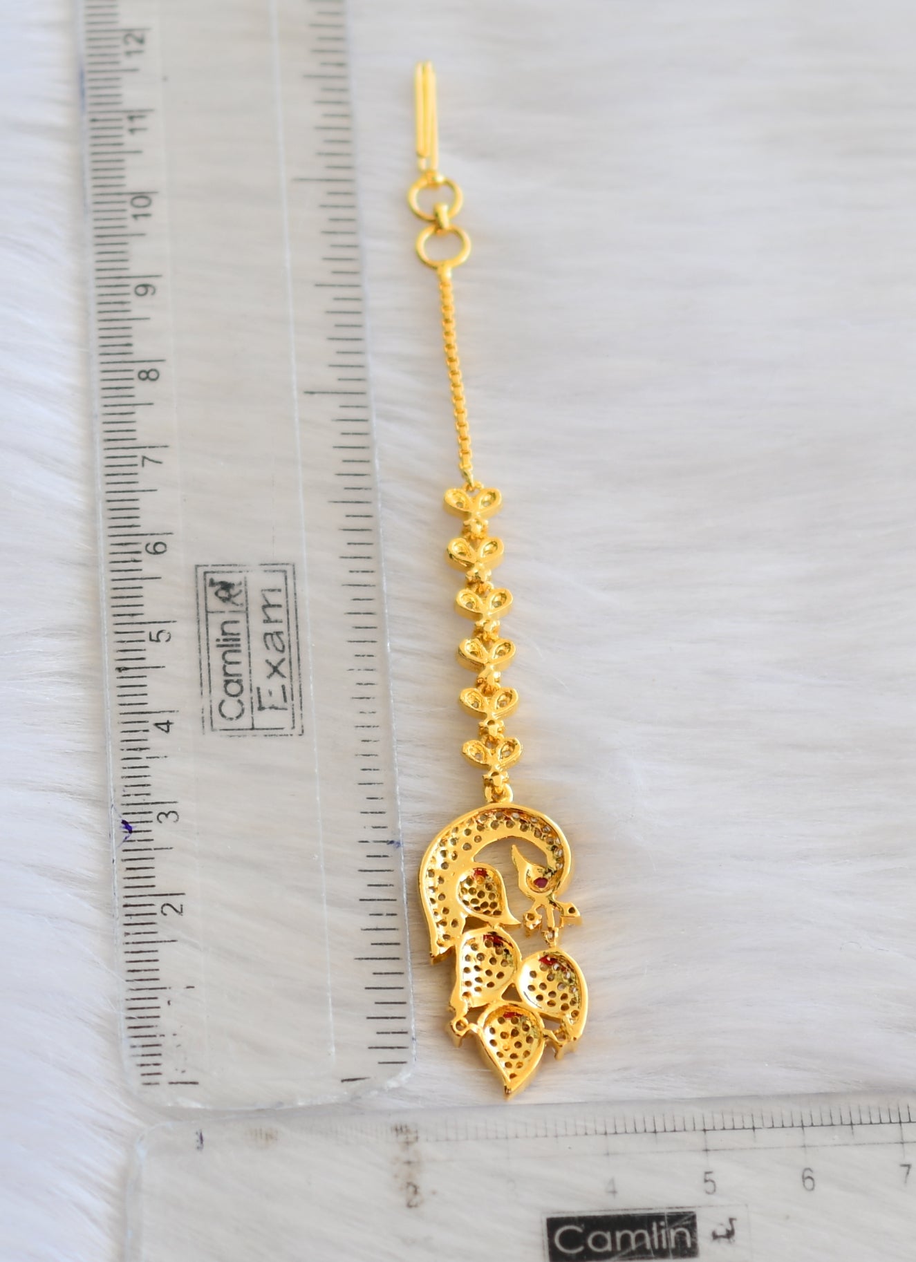 Gold tone cz peacock tikka dj-11847
